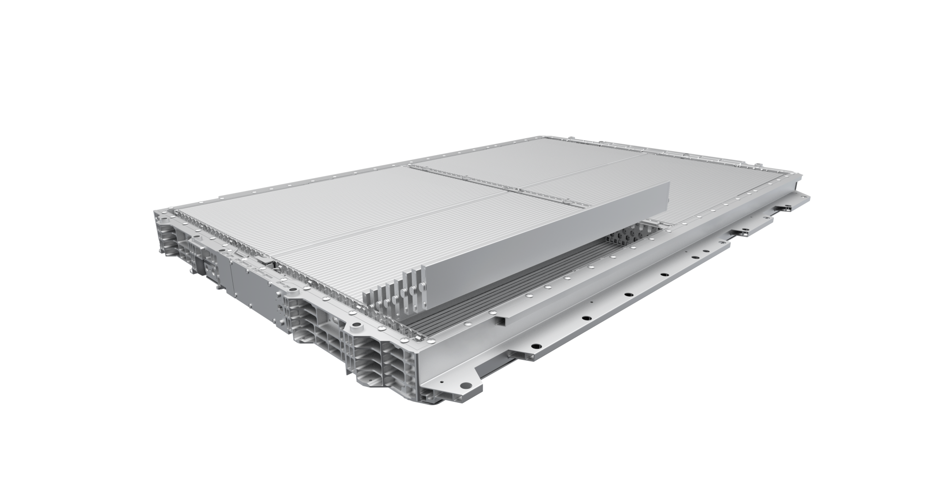 Graphic illustrating the BYD Blade Battery, some elements of the blade battery are raised to illustrate how they fit together