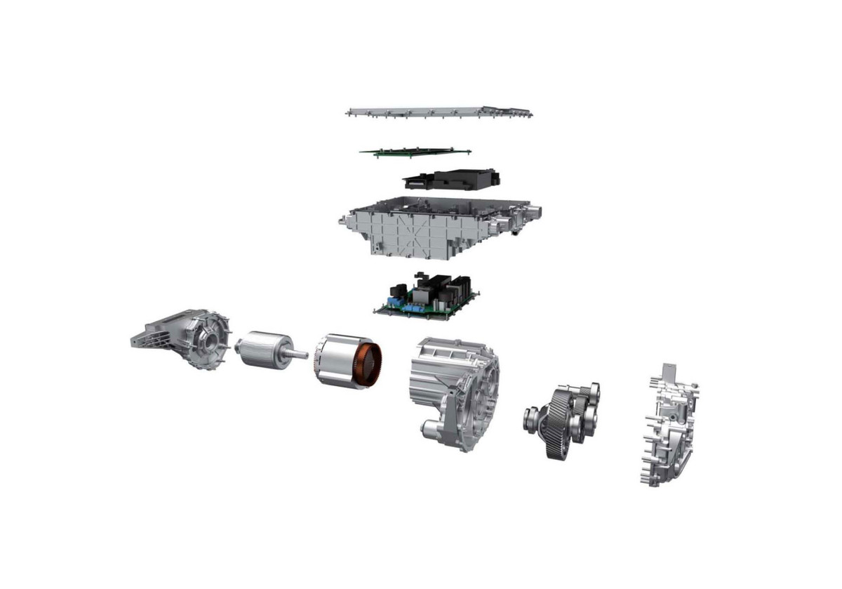 Exploded detail view of a BYD electric vehicle motor